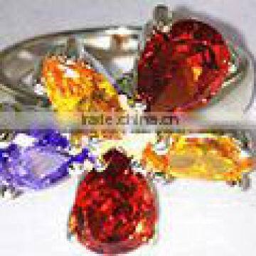 Multi Colored Diamond 925 Sterling Silver Ring Lady's SC044