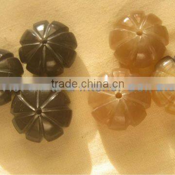 Melon shape. Buffalo horn beads, horn buttons, horn components for jewelry