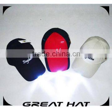 bright at night baseball hat 100% cotton cap with led