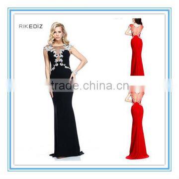 Sexy Black Sheath Suzhou Factory Custom Made Free Shipping Stylish Girl Dress(EVTA-1012)