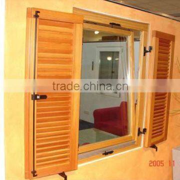 German style tilt and turn solid wooden window with window shutters