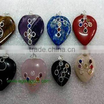 Mix 7 Chakra Heart Pendents : Wholesale Gemstone