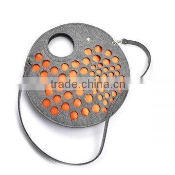 Fashional 9.5'' round felt dotted shoulder bag for girls Made in China