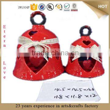 red ceramic valentine day bell gift with heart