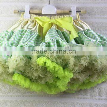 2013 Latest Skirt Design Mint with Lime Chevron Pettiskirt for Baby Girls