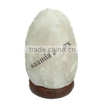 Himalayan White Natural Salt Lamp with Wooden Base