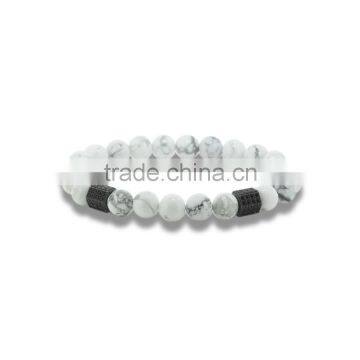 Crazy hot selling natural white turquoise stone beads strand diy white howlite round beads bracelet