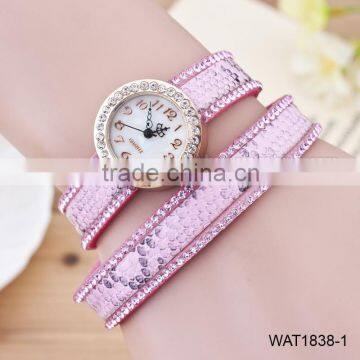 Fashion Women Fish Scale Wristwatch Leather cord Bracelet Wrist Watch