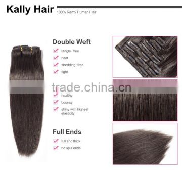 220g remy clip in hair extension, double weft clip in human hair extensions                        
                                                Quality Choice