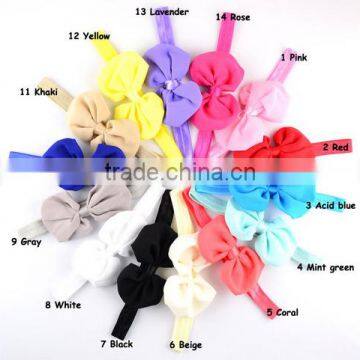 Selling 10 cm classic chiffon bow hair band 14 children tire color spot