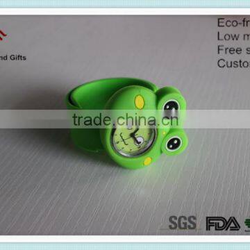 Green frog watches oem design slap bracelet wristband