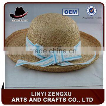 hot selling branded cheap straw ladies bowknot sun hat