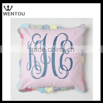 Seersucker Monogrammed Pillow Cover photo-3