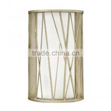 Factory hot sale european style contemporary wall light in silver leaf finish with etched glass inner shade