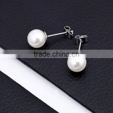 Wholesale Fashion Stainless Steel Pearl Earring For Lady