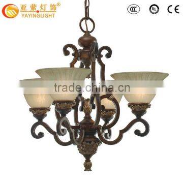 Living Room or Hotel Glass Chandelier, High Quality Antique Wrought Iron Chandelier