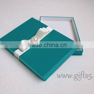 Wedding Invitation Box Blue Gift Box With Ribbon Knot