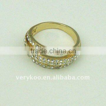 Fashion Diamond Golden Ring with Rhinestone