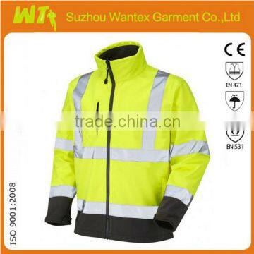 10000mm waterproof reflective yellow men's softshell jacket