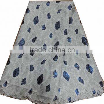 African organza lace with sequins embroidery CL8196-1brown blue