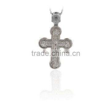 14K Solid Gold Fashion Jesus Angels Cross Charm Necklace