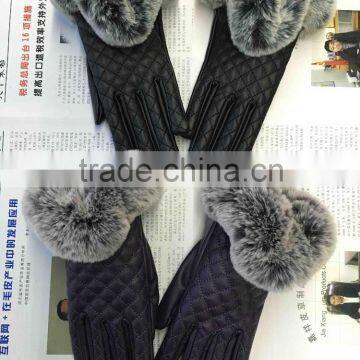 wholesale real sheep leather fur gloves