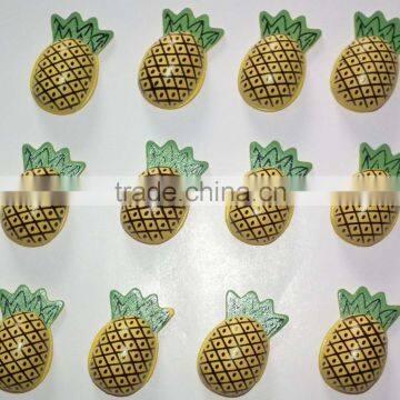 pine apple fridge Wooden magnet cute sticker for home decoration handmade wooden pine apple painted