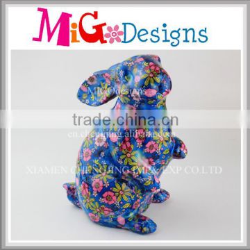 Direct Low Price Blue Rabbit Painted Ceramic Piggy Banks