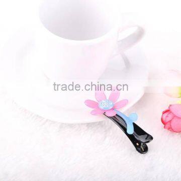 Fashion black duck clip graceful diamante hair accessories colorful large flower hair grip