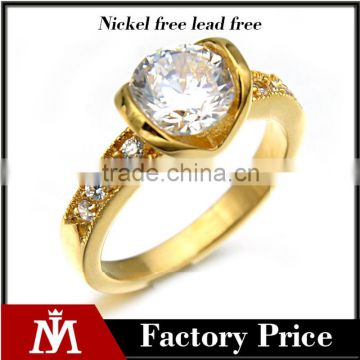 High Quality Women Wedding Band Gold Crystal Stainless Steel Ring Jewelry