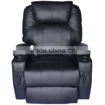 HomCom Deluxe Black Ergonomic Heated Vibrating PU Leather Massage Sofa Lounge Recliner