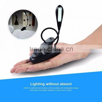 Rechargeable 4 LED Reading Light Lamp, Easy Clip On Reading Light,2 Brightness Settings, Soft Padded Clamp