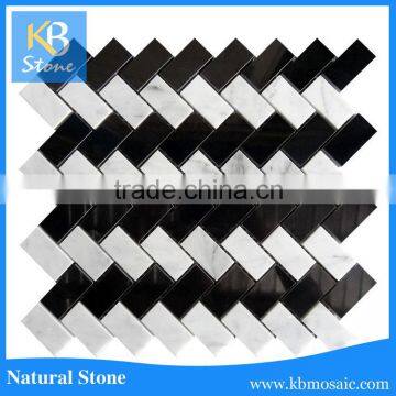 Herringbone Black Mixed White Marble Mosaic Tile Decoration