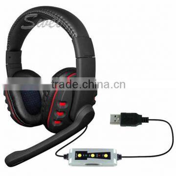 USB Connector Wired Headset Headphone Earphone With 7.1 Surround Sound For PS4/PS3/PS3 Slim/PC