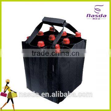 black nonwoven wine bag,9 bottle wine bag,wine bag with strong handle