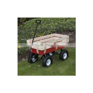 Wood Wagon ALL Terrain Pulling Red Railing Easy go Children Kids Wagon photo-6
