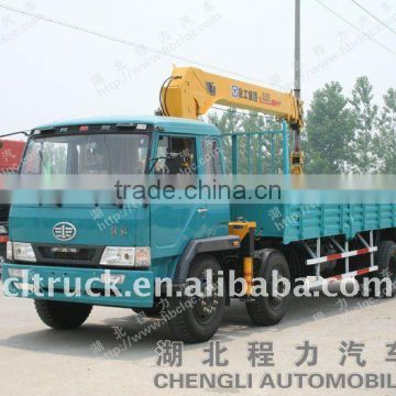 FAW cargo truck mounted 8T crane for sale