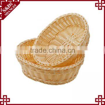 New oval shape plastic wicker handmade empty fruit basket felt storage basket