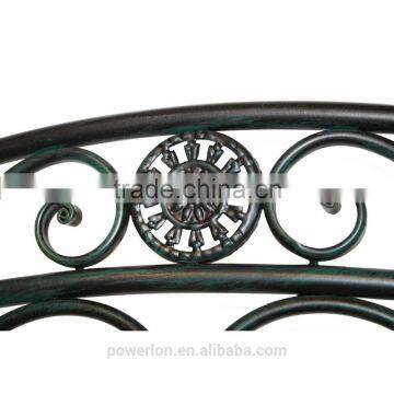 Garden Heart-Shaped 2 Seater Wrought Iron Bench White and Black photo-5