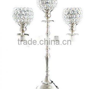 Crystal ball candelabra 3 arms, Crystal wedding candelabra centerpiece