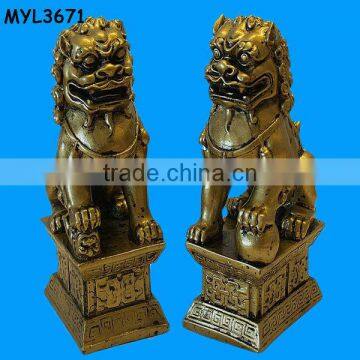 Pottery Golden Outdoor Foo Dogs Effigy