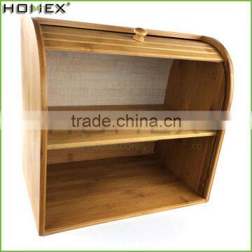 Bamboo bread display cabinet/ double bread box Homex-BSCI