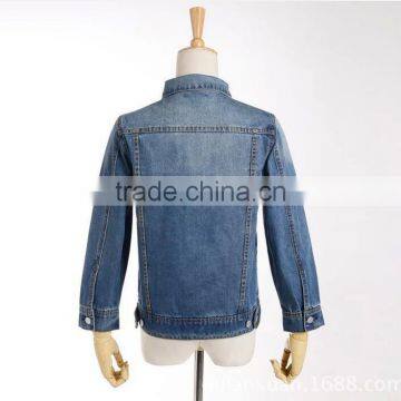 2017 New Casual Fitted Deep Blue Jeans Jacket Washed Embroidery Jacket for Girls photo-5