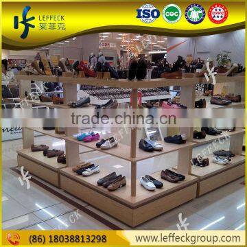 Fashion design wood retail store window shoe rack display