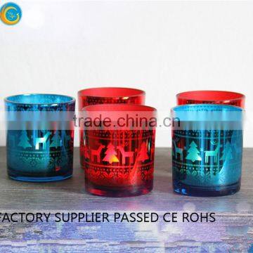 sliver laser red glass votive holders