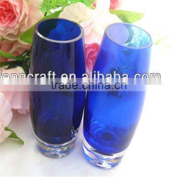 Blue Glass Vase With Bubble Base photo-2