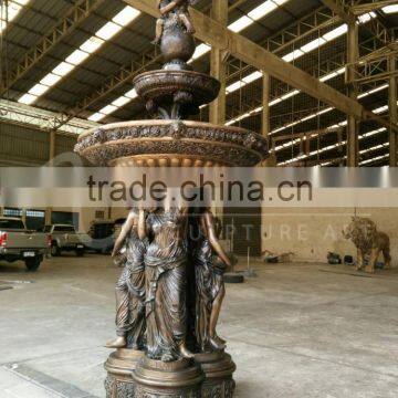 Outdoor Decoration Copper Garden Water Fountains Bronze Lady Fountain photo-2