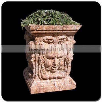 Low price garden decoration brown granite stone flowerpot