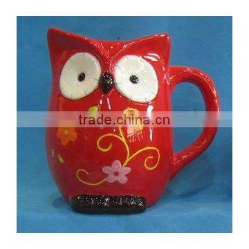 ceramic owl mug,red