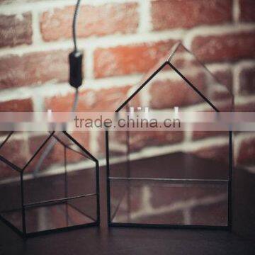 Small House Stained Glass Gecoration Terrarium Home Decor Planter for Indoor Gardening photo-3